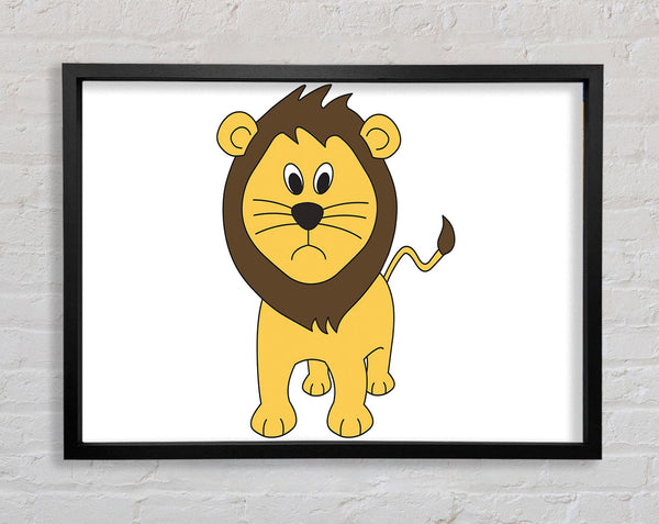 Sad Lion White Framed Print