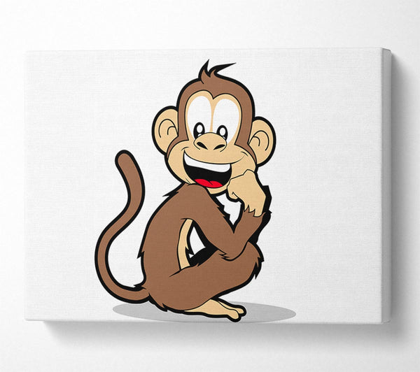  A Canvas Print of Sitting Monkey Smiling White Canvas Art