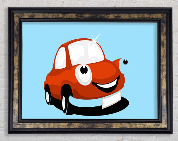 Smiling Clean Car Baby Blue Framed Print