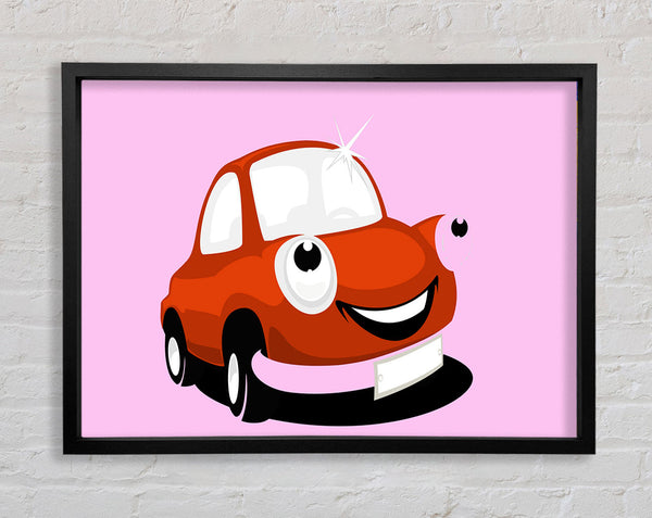 Smiling Clean Car Pink Framed Print