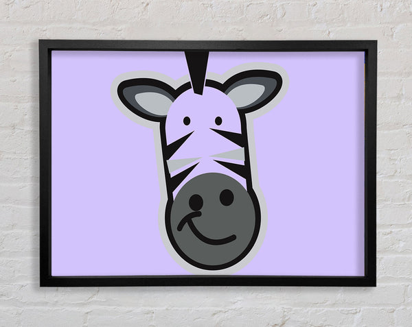 Smiling Zebra Face Lilac Framed Print