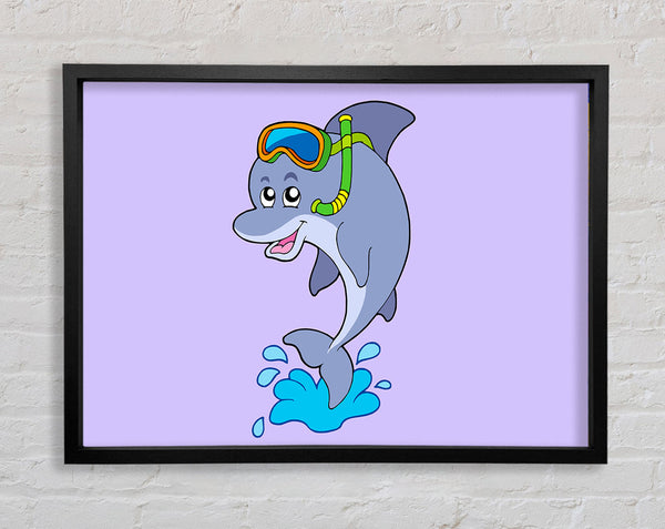 Snorkeling Dolphin Lilac Framed Print