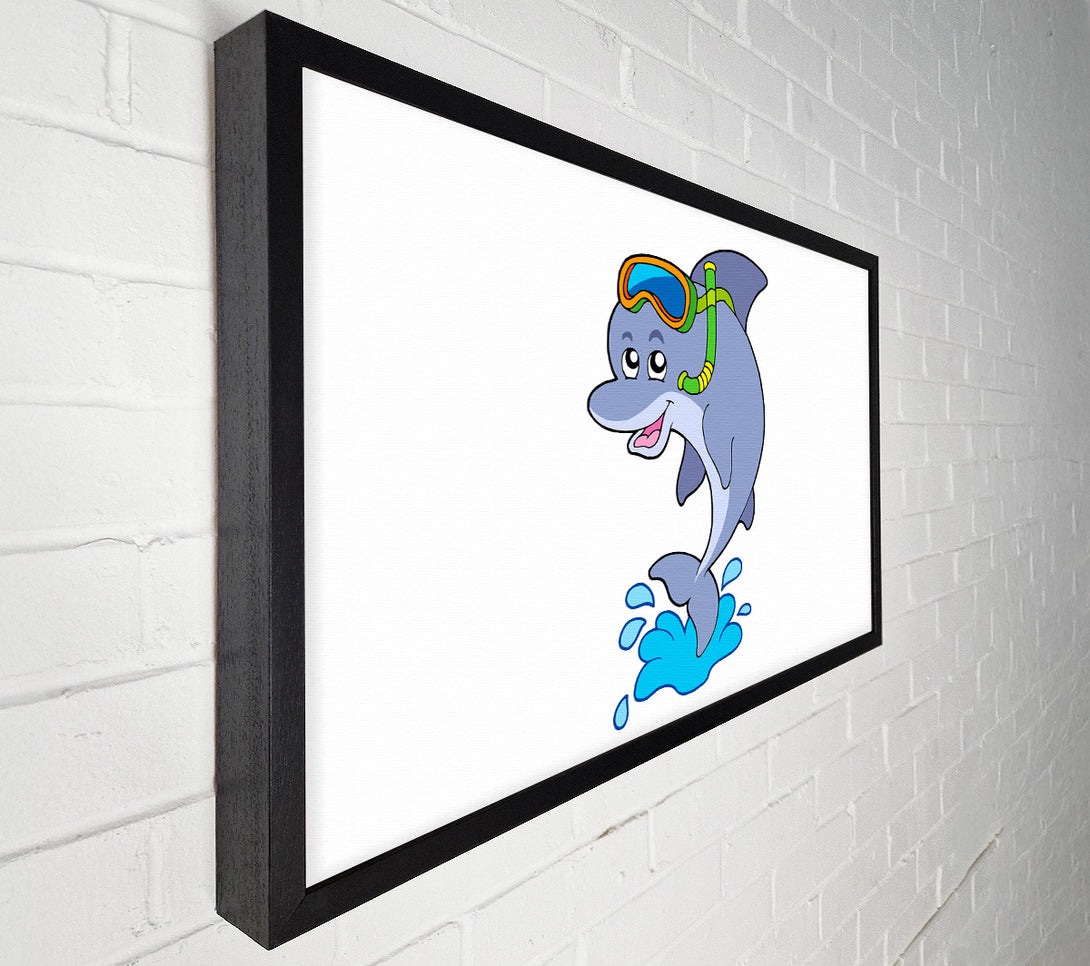  A Canvas Print of Snorkeling Dolphin White Canvas Print