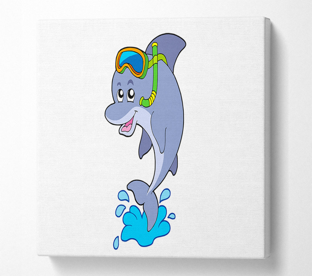  A Canvas Print of Snorkeling Dolphin White Canvas Print