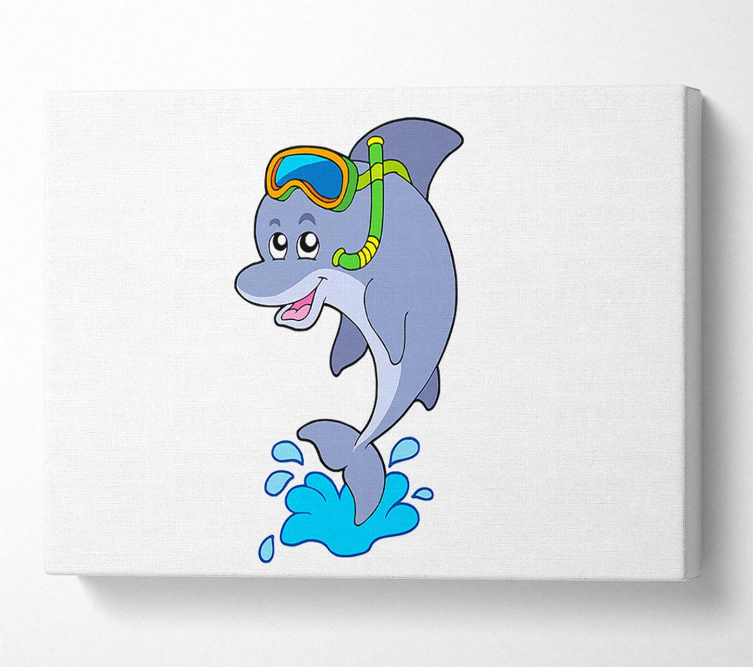  A Canvas Print of Snorkeling Dolphin White Canvas Print