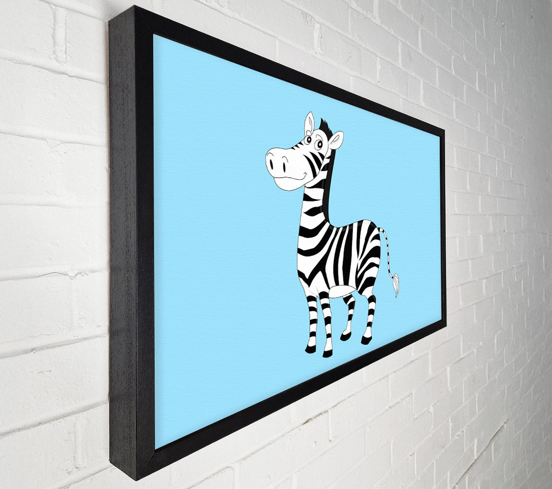  A Canvas Print of Standing Zebra Baby Blue Canvas Wall Art