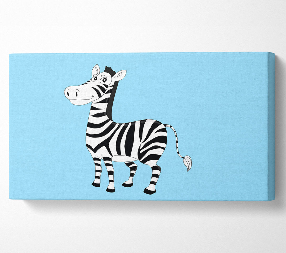  A Canvas Print of Standing Zebra Baby Blue Canvas Wall Art