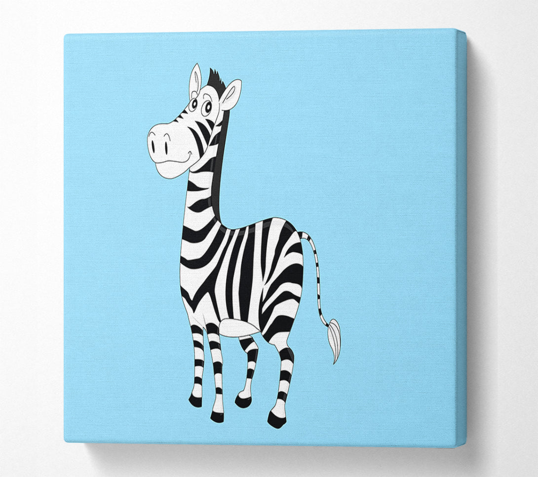  A Canvas Print of Standing Zebra Baby Blue Canvas Wall Art