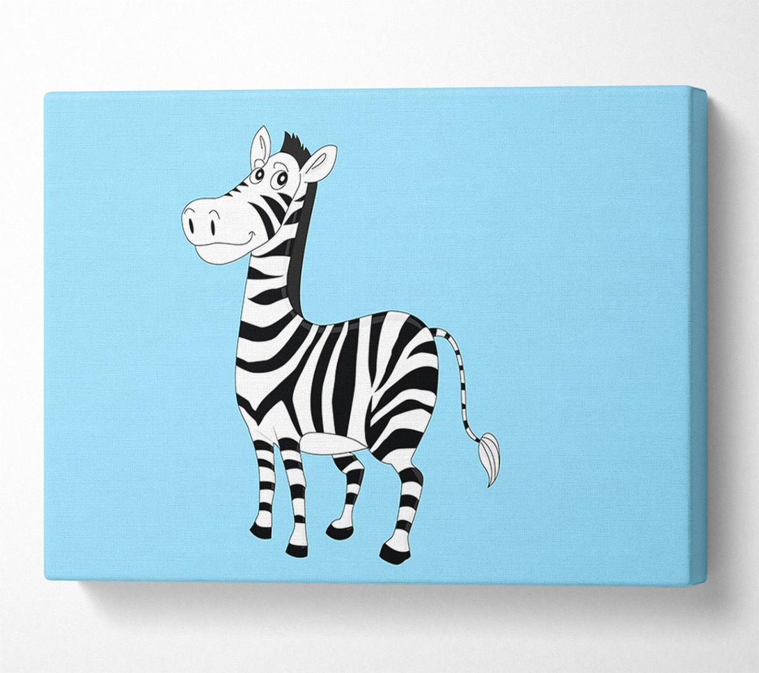  A Canvas Print of Standing Zebra Baby Blue Canvas Wall Art