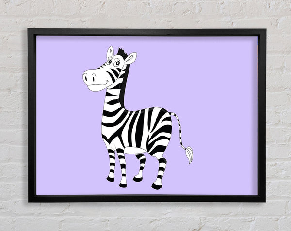 Standing Zebra Lilac Framed Print