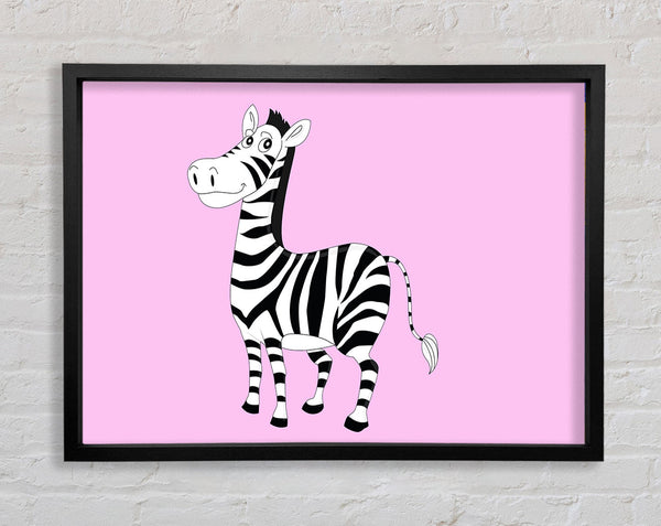 Standing Zebra Pink Framed Print