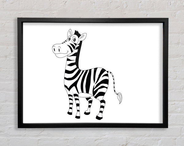 Standing Zebra White Framed Print