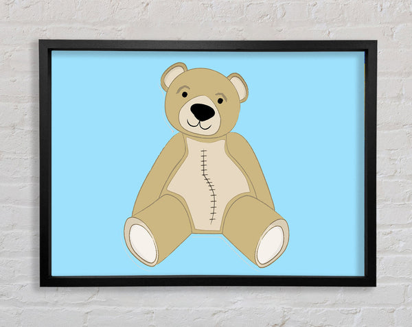 Stitched Up Teddy Baby Blue Framed Print
