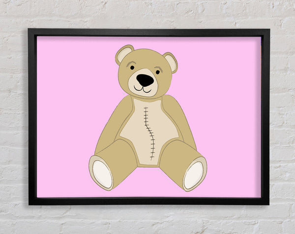 Stitched Up Teddy Pink Framed Print