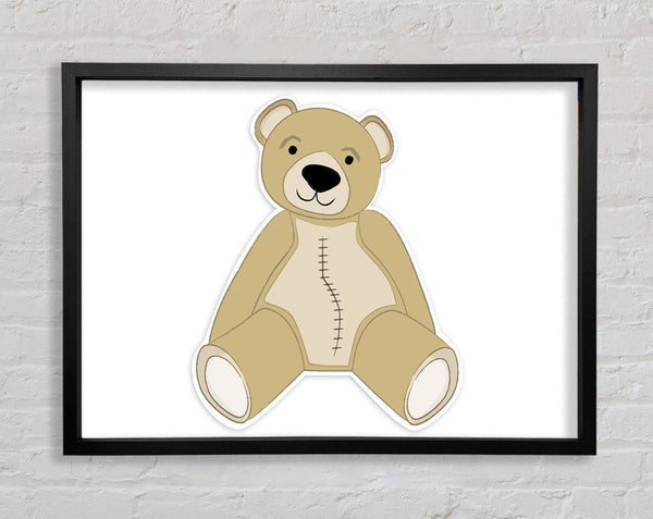 Stitched Up Teddy White Framed Print