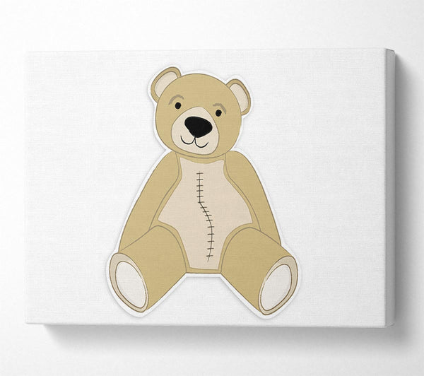  A Canvas Print of Stitched Up Teddy White Canvas Wall Art
