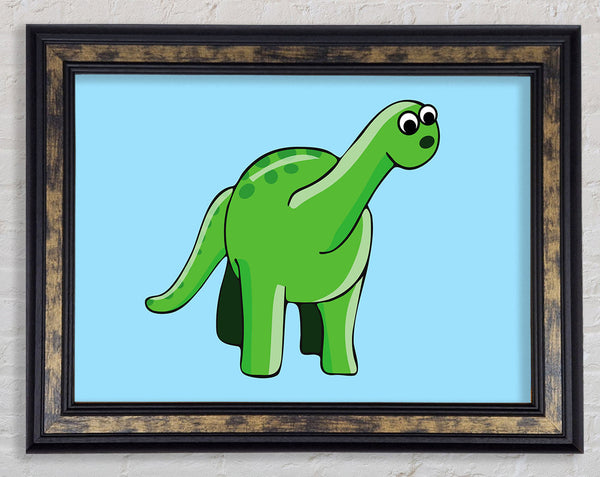 Suprised Dinosaur Baby Blue Framed Print