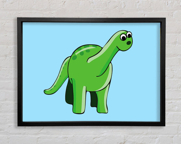 Suprised Dinosaur Baby Blue Framed Print