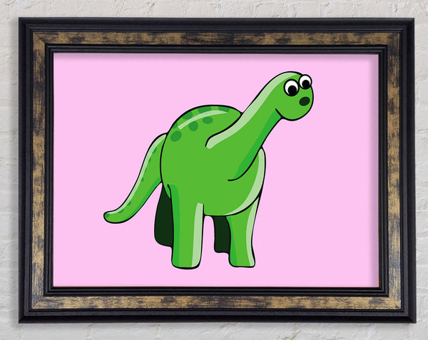 Suprised Dinosaur Pink Framed Print