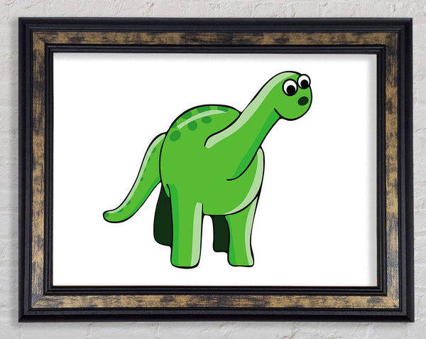 Suprised Dinosaur White Framed Print