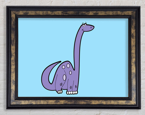 Tall Dinosaur Baby Blue Framed Print