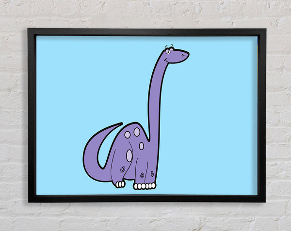 Tall Dinosaur Baby Blue Framed Print