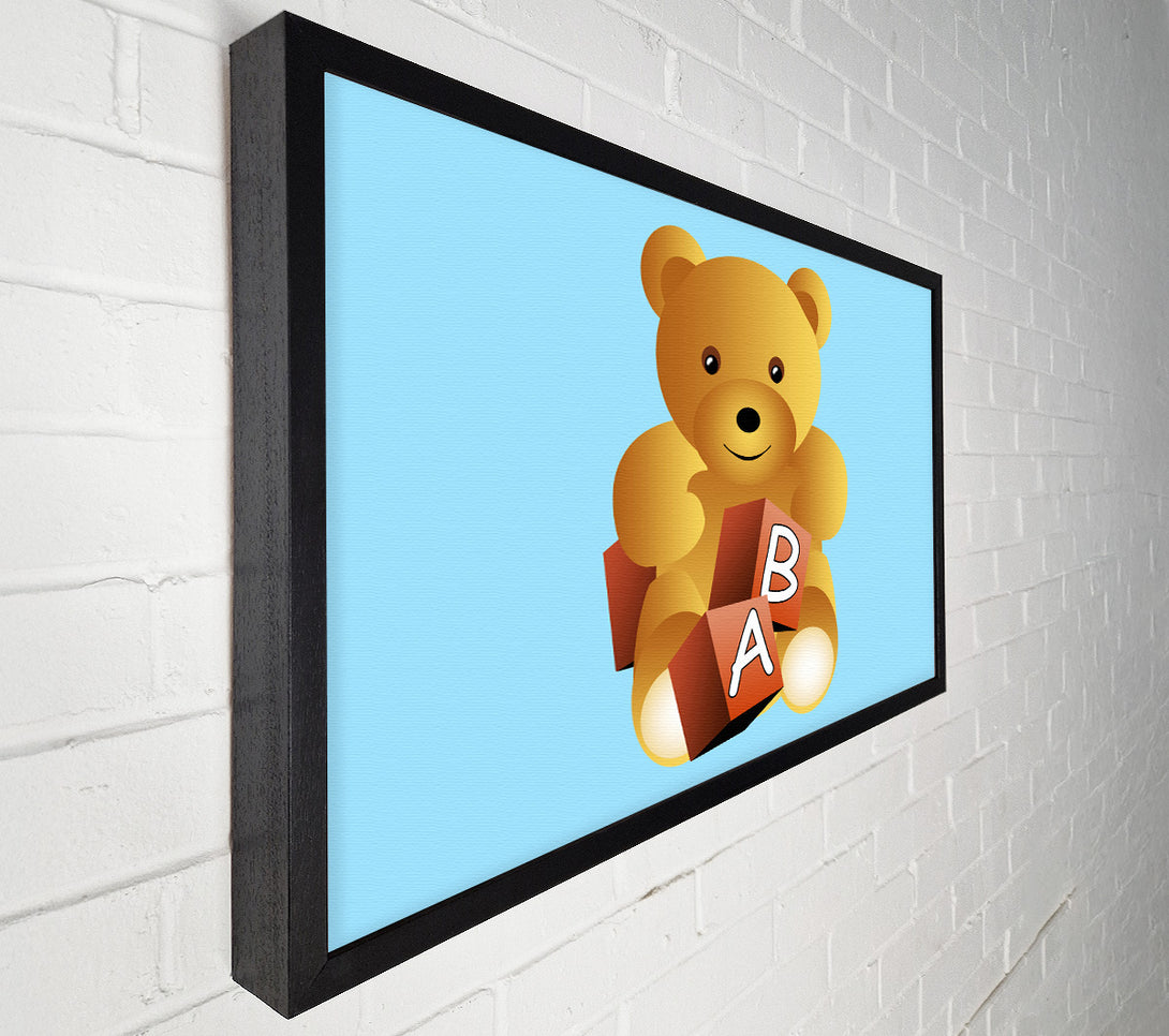  A Canvas Print of Teddy Bear Alphabet Blocks Baby Blue Canvas Wall Art