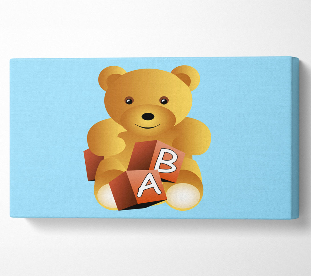  A Canvas Print of Teddy Bear Alphabet Blocks Baby Blue Canvas Wall Art