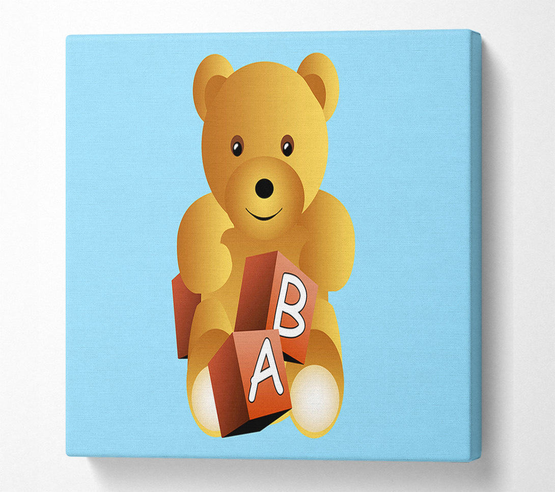  A Canvas Print of Teddy Bear Alphabet Blocks Baby Blue Canvas Wall Art