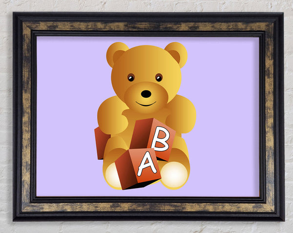 Teddy Bear Alphabet Blocks Lilac Framed Print
