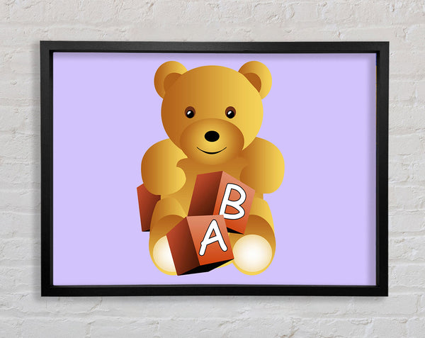 Teddy Bear Alphabet Blocks Lilac Framed Print