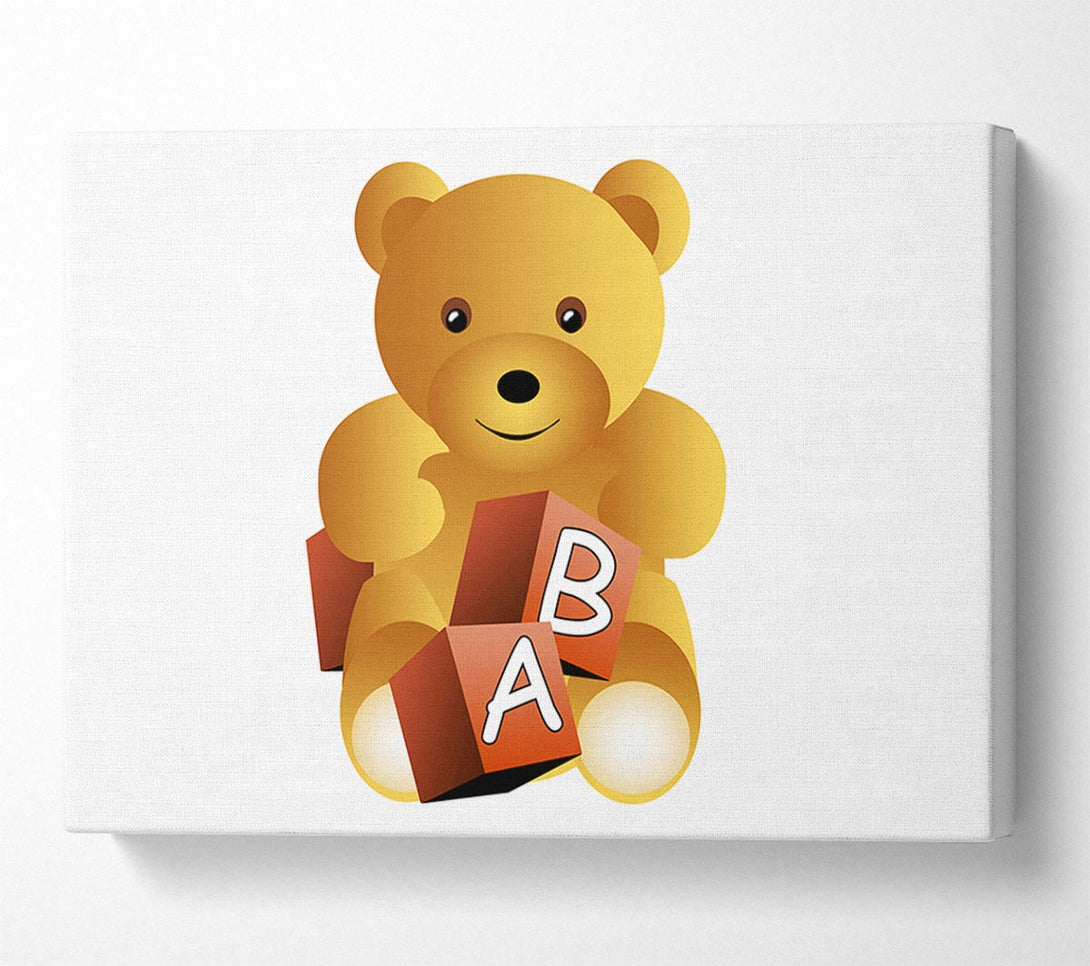  A Canvas Print of Teddy Bear Alphabet Blocks White Canvas Art