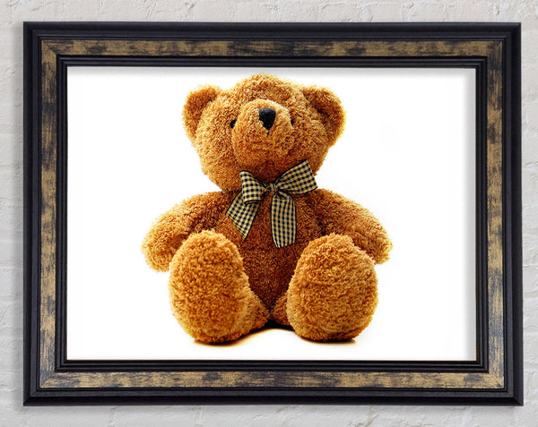 Teddy Bear Bow White Framed Print