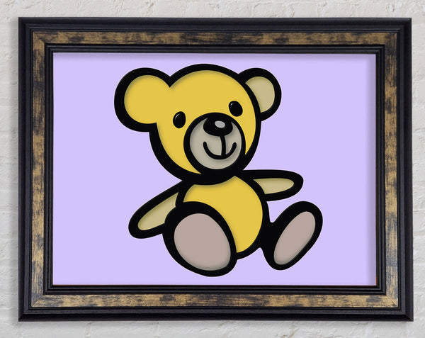 Teddy Bear Cartoon Lilac Framed Print