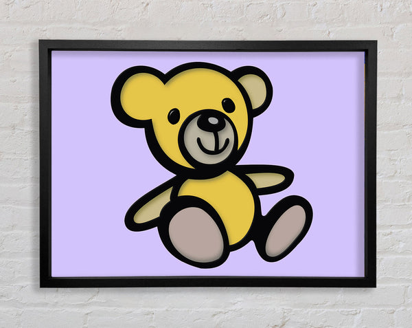 Teddy Bear Cartoon Lilac Framed Print