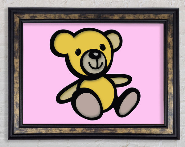 Teddy Bear Cartoon Pink Framed Print