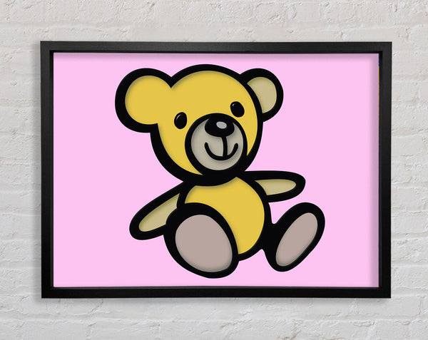 Teddy Bear Cartoon Pink Framed Print