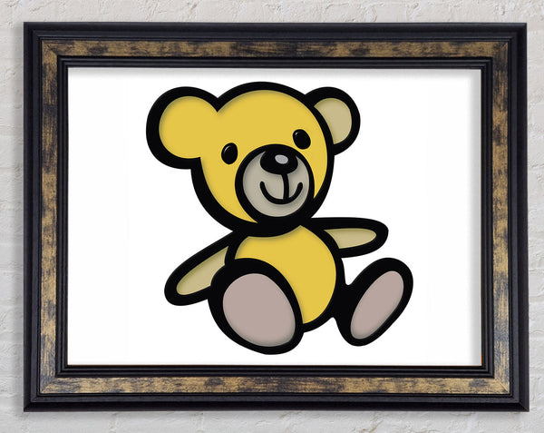 Teddy Bear Cartoon White Framed Print