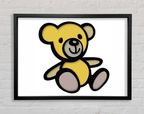Teddy Bear Cartoon White Framed Print