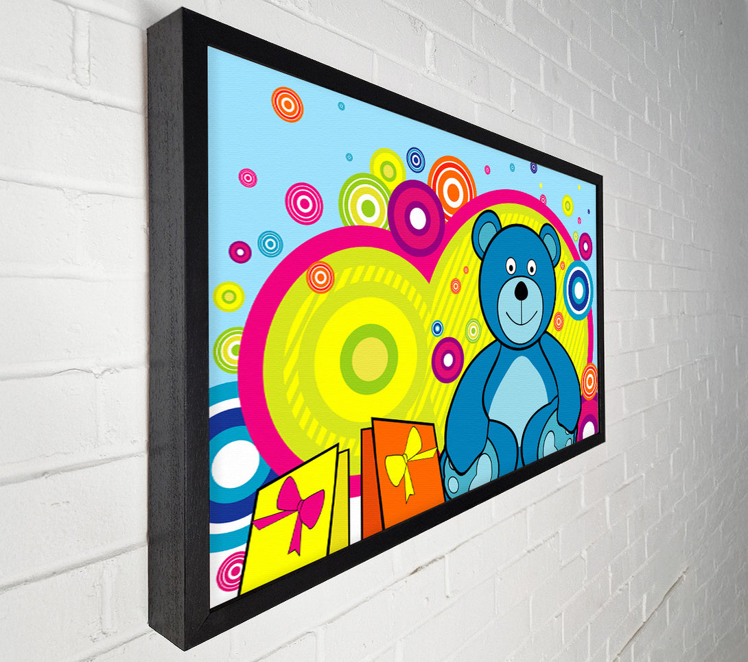  A Canvas Print of Teddy Bear Circles Baby Blue Canvas Print