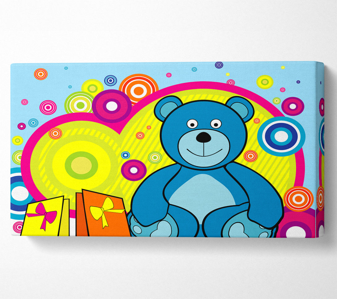  A Canvas Print of Teddy Bear Circles Baby Blue Canvas Print