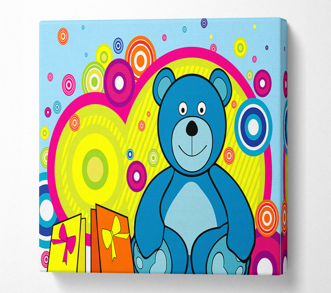  A Canvas Print of Teddy Bear Circles Baby Blue Canvas Print