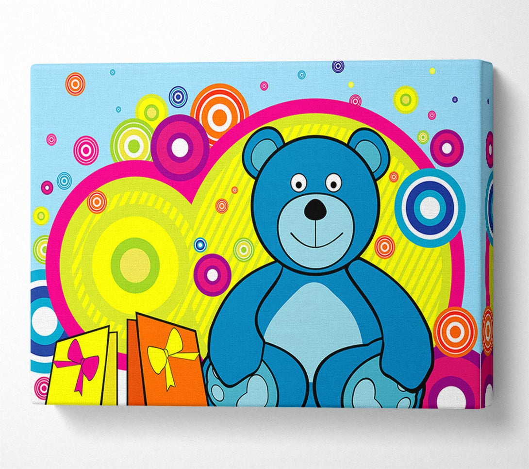  A Canvas Print of Teddy Bear Circles Baby Blue Canvas Print