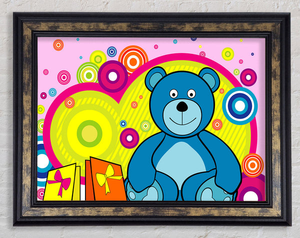 Teddy Bear Circles Pink Framed Print