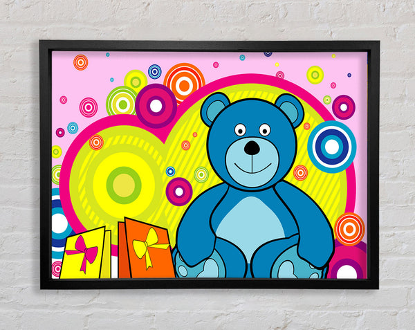 Teddy Bear Circles Pink Framed Print