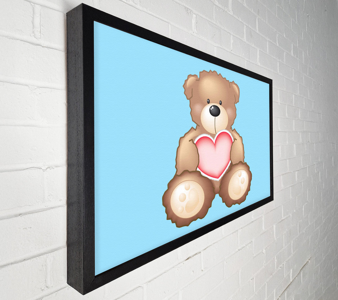  A Canvas Print of Teddy Bear Love Heart Baby Blue Canvas Wall Art