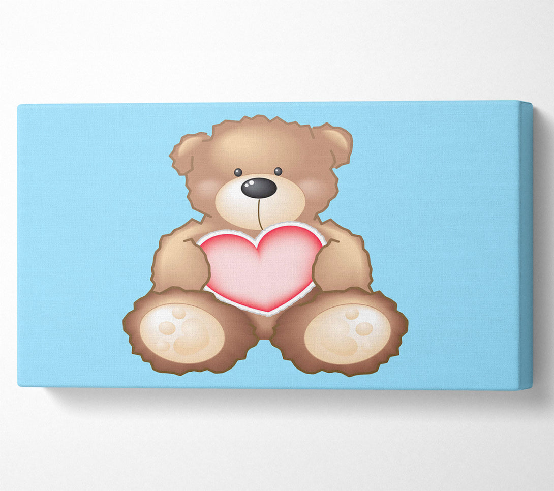  A Canvas Print of Teddy Bear Love Heart Baby Blue Canvas Wall Art
