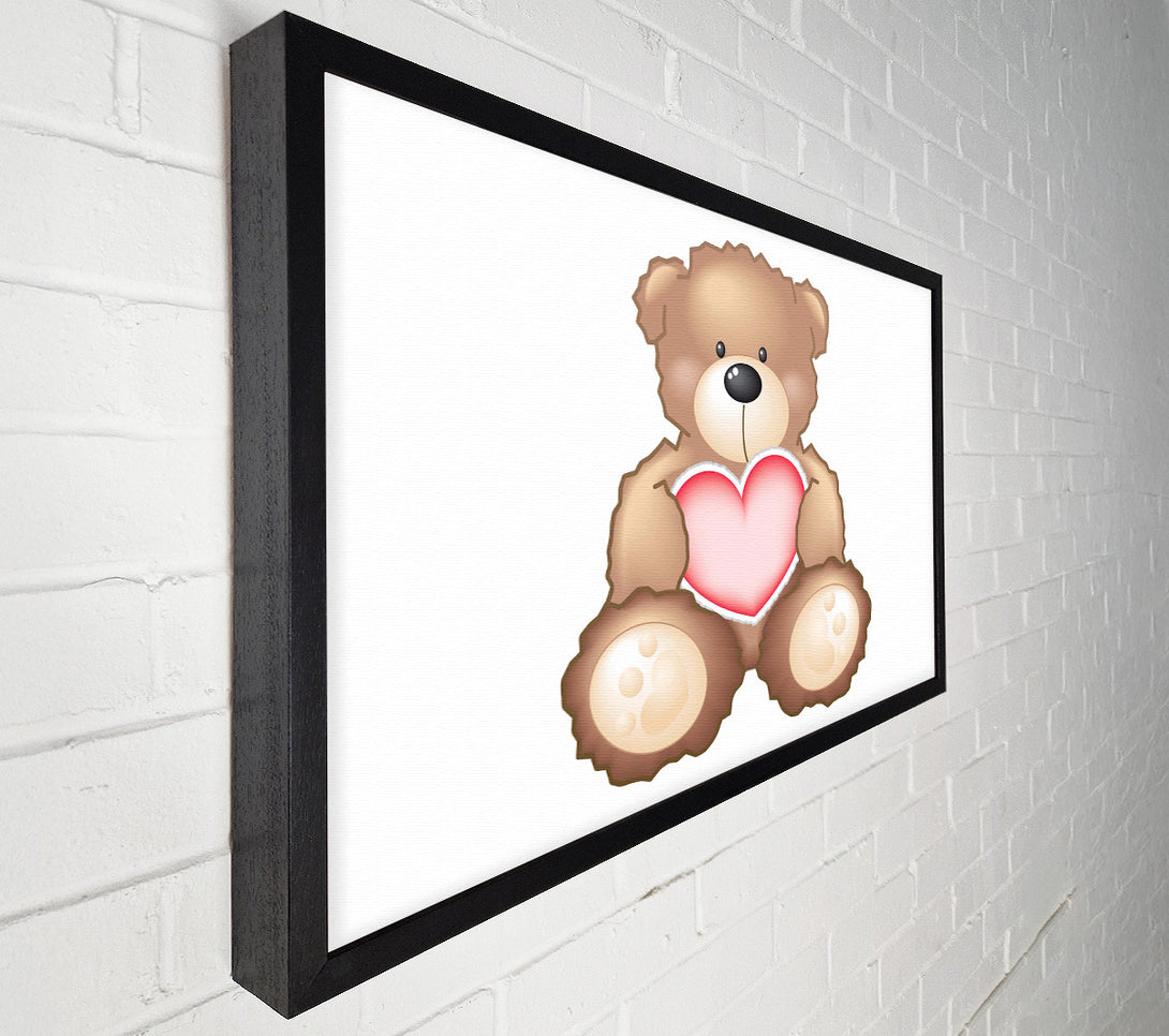  A Canvas Print of Teddy Bear Love Heart White Canvas Wall Art