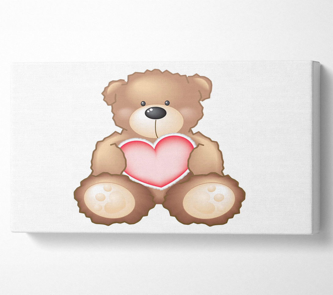  A Canvas Print of Teddy Bear Love Heart White Canvas Wall Art