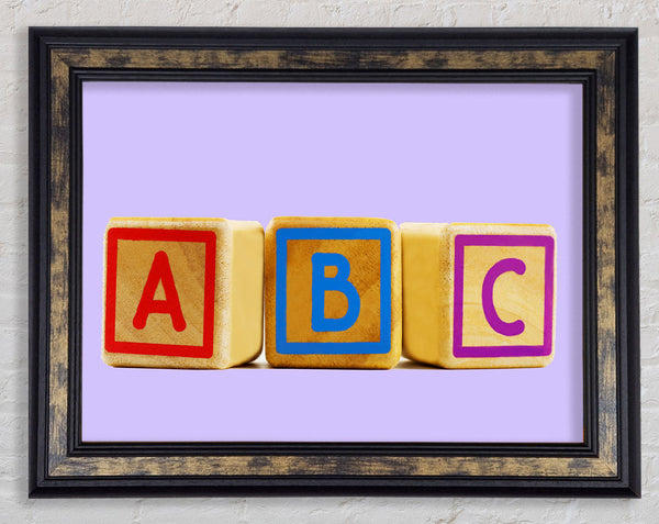 Three Alphabet Blocks Lilac Framed Print